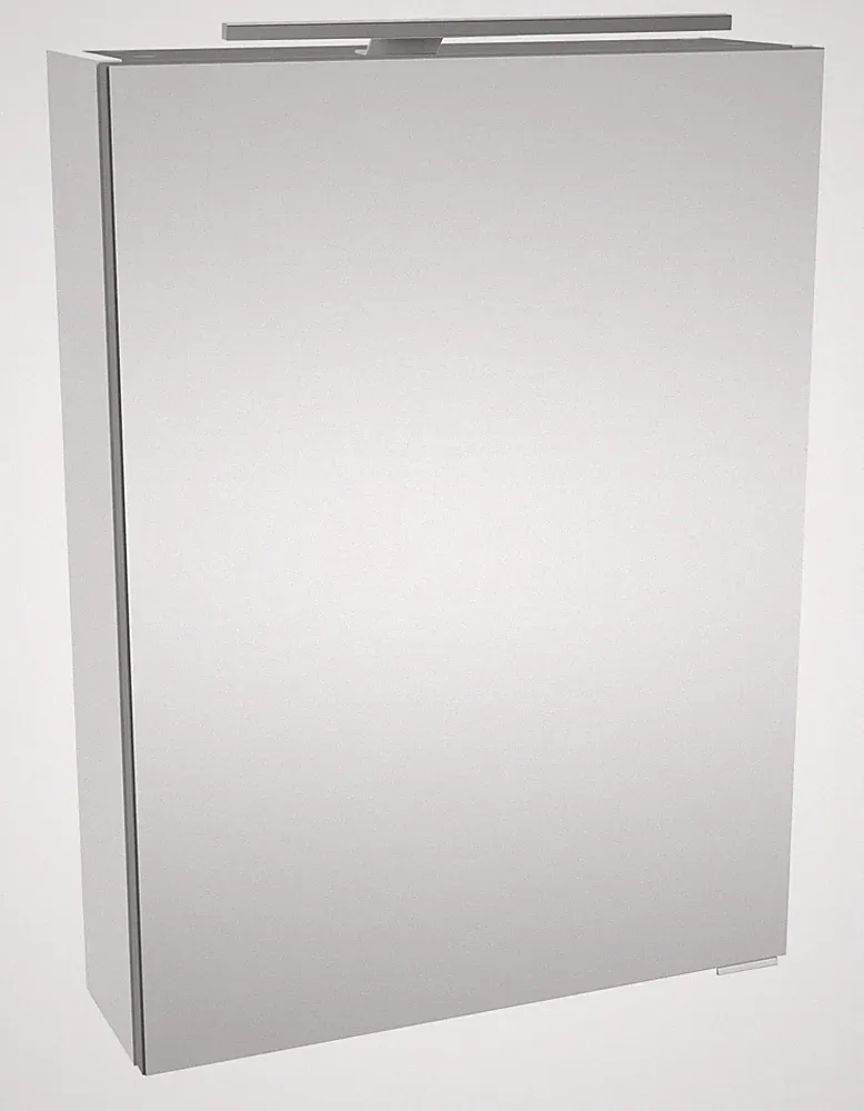 Fackelmann SCENO LED Spiegelschrank Bad Gäste WC Weiß 50 cm breit Tür links