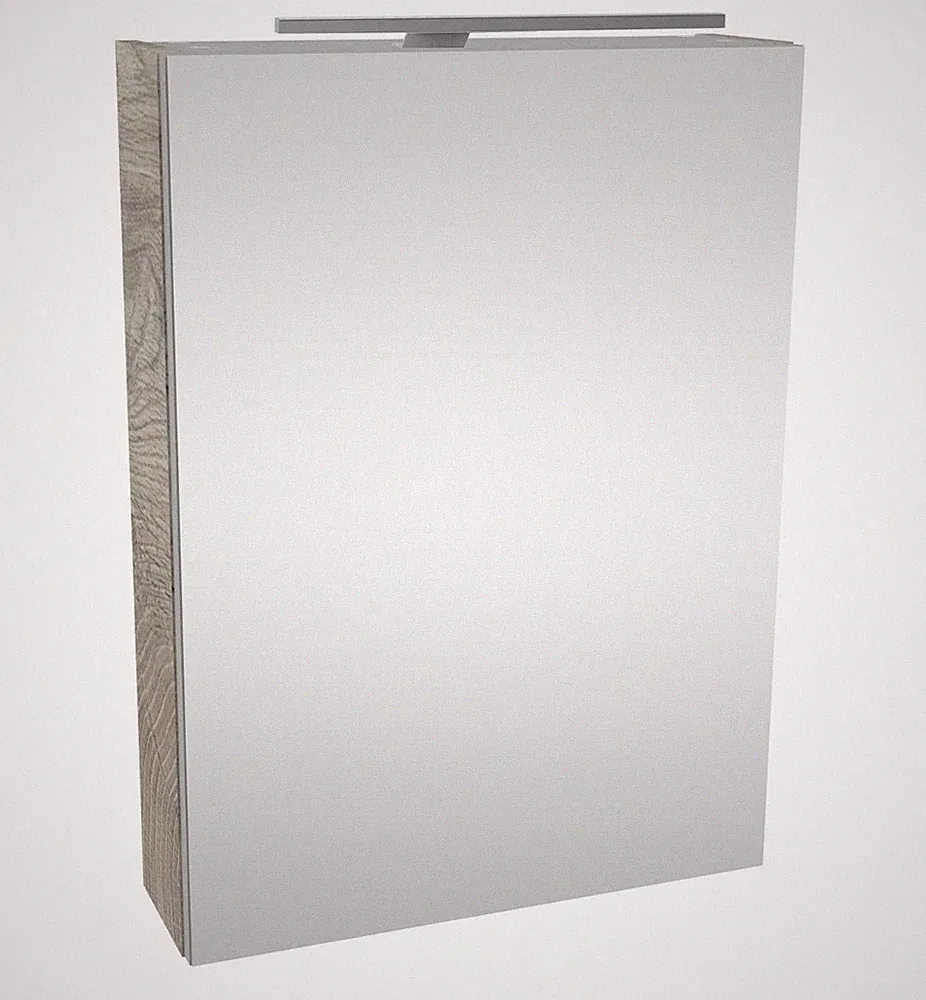 Fackelmann STANFORD LED Spiegelschrank Bad Gäste WC 50 cm breit Holzoptik Braun