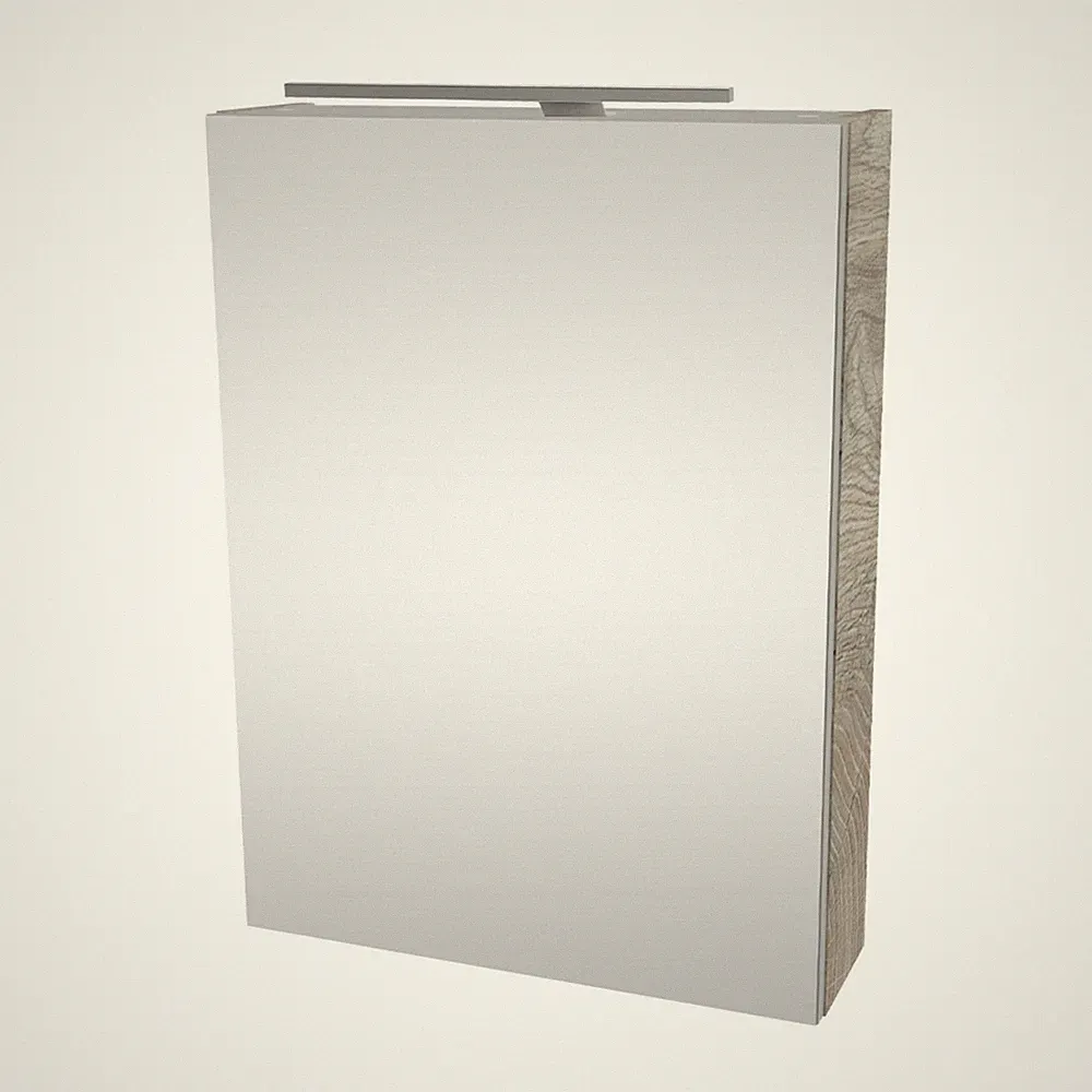 Fackelmann STANFORD LED Spiegelschrank Gäste Bad 50 cm breit rechts Holz Braun