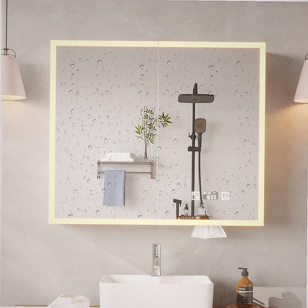 FCH 70x80cm Spiegelschrank mit LED Beleuchtung Badschrank Badspiegel Regal