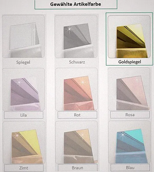 Fee Spiegel 8er Set Deko Goldspiegel Kunststoff Lila Rot Schwarz Blau Rosa Zimt