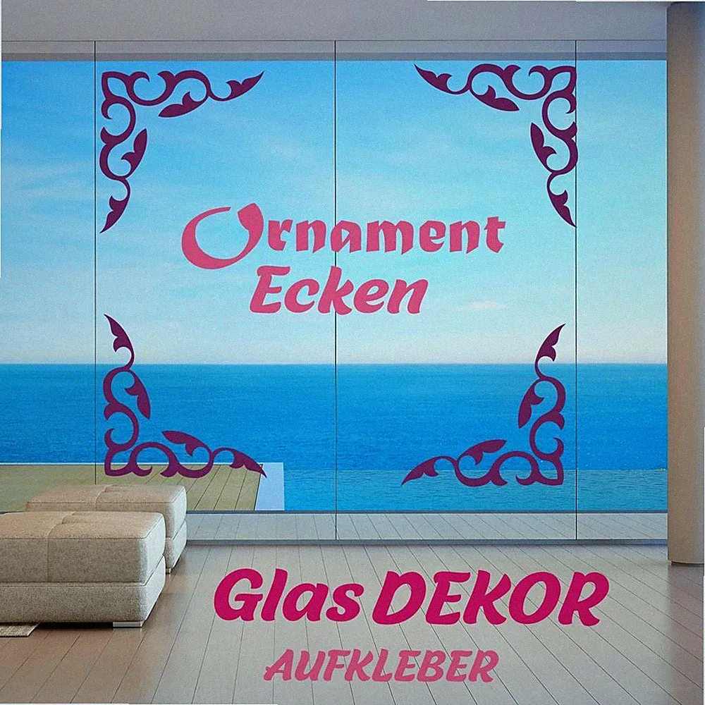 Fenster Aufkleber GLAS DEKOR ECKEN ORNAMENTE Türen Fenster Möbel Gr. Set 4 Stck