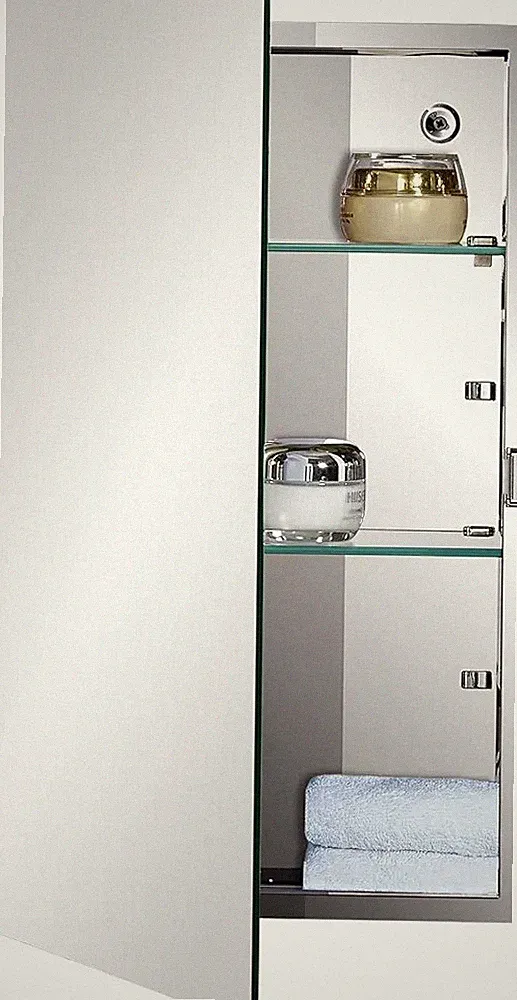 Fundin Badezimmer Spiegelschrank eintürig, verstellbar Hartglas Regal Meta