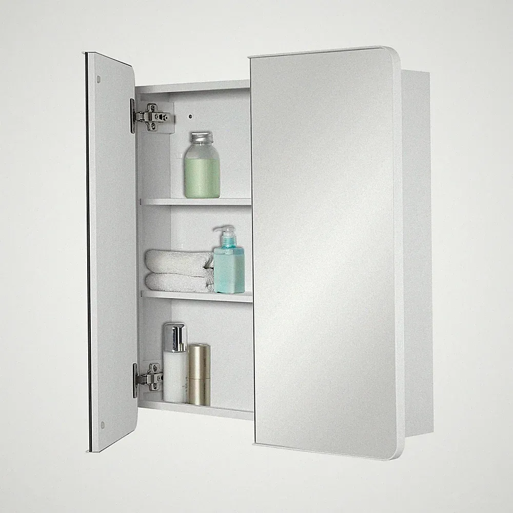Fundin Badspiegel Medizinschrank mit Stauraum - Doppeltür, Metall