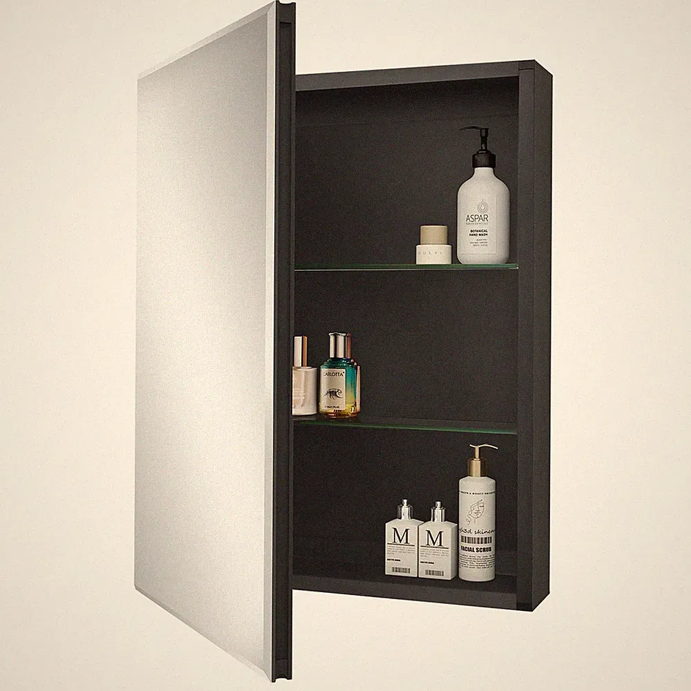 Fundin Badspiegelschrank 50,8 x 66 cm Einbau oder Aufputz, schwarz