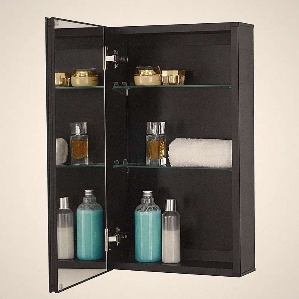 Fundin Spiegelschrank 36 x61 cm Einbau oder Aufputz, schwarz Aluminium
