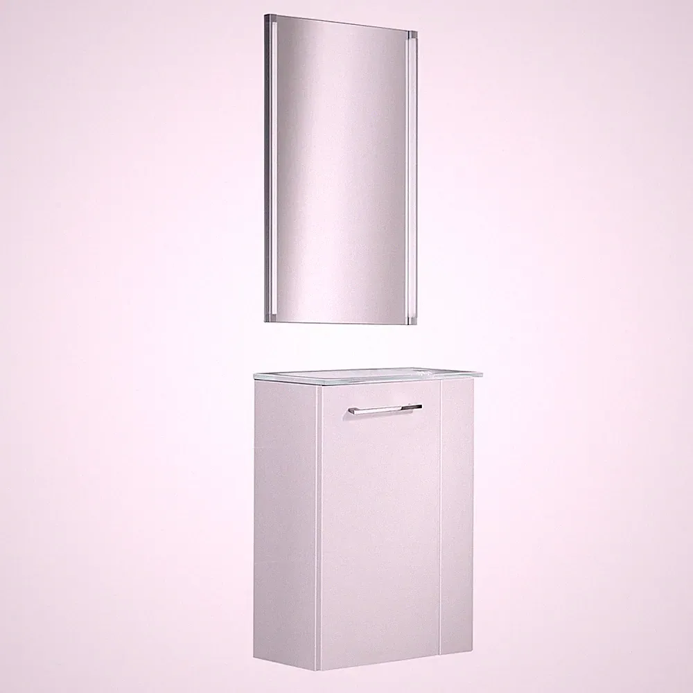 Gäste WC Set SBC 3-tlg 45cm Badmöbel Badschrank mit LED-Spiegel Fackelmann SCENO