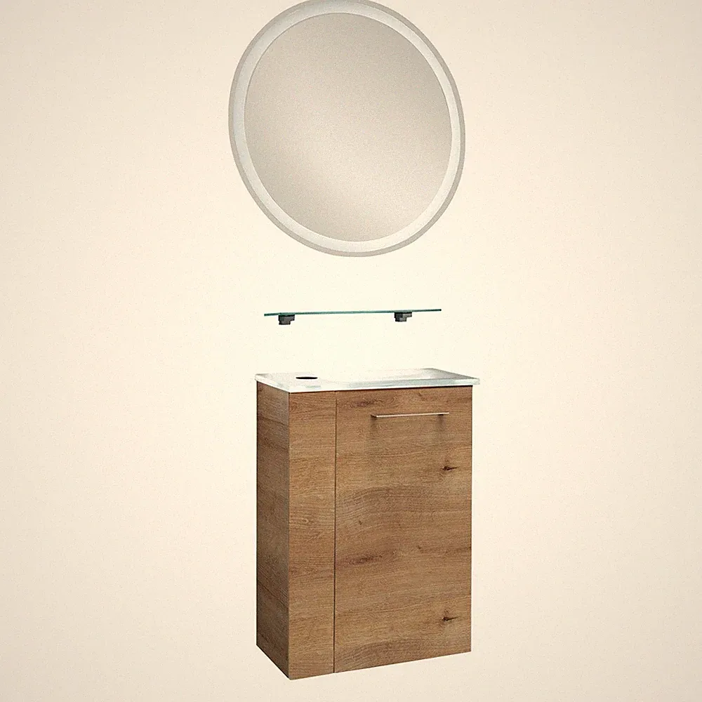 Gäste WC Set SBC 4-tlg 45 cm breit Badmöbel Badschrank Spiegel Fackelmann MILANO