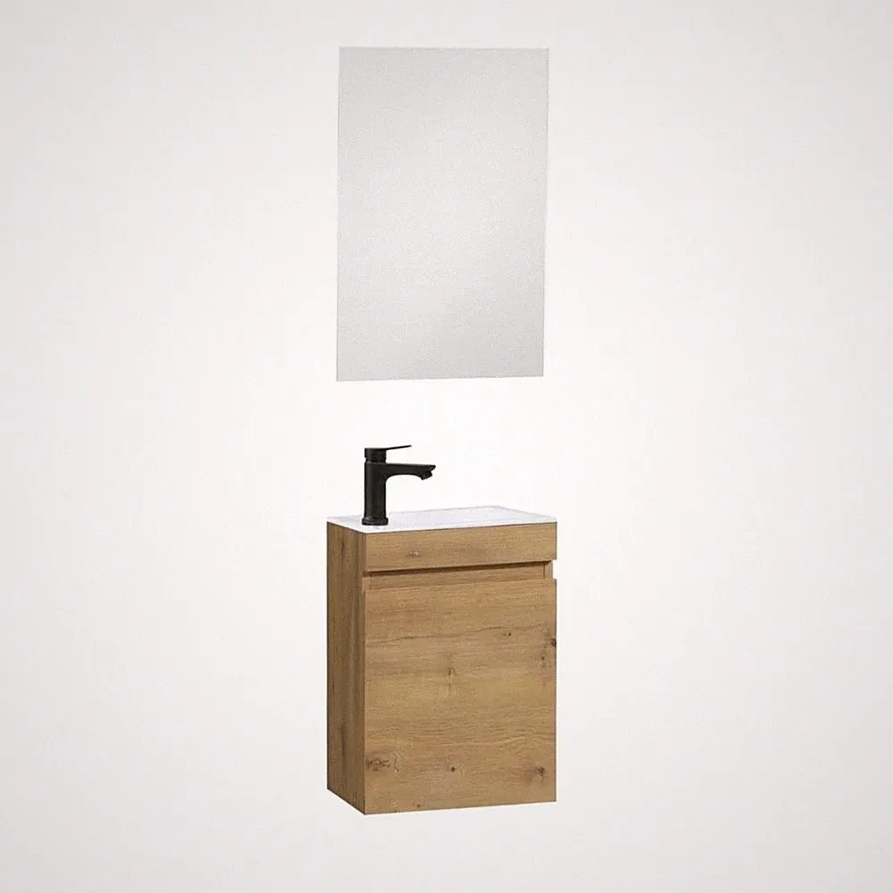 GästeWC Waschtisch Set 40 cm Vormontiert Klein Waschbecken mit Unterschrank E...