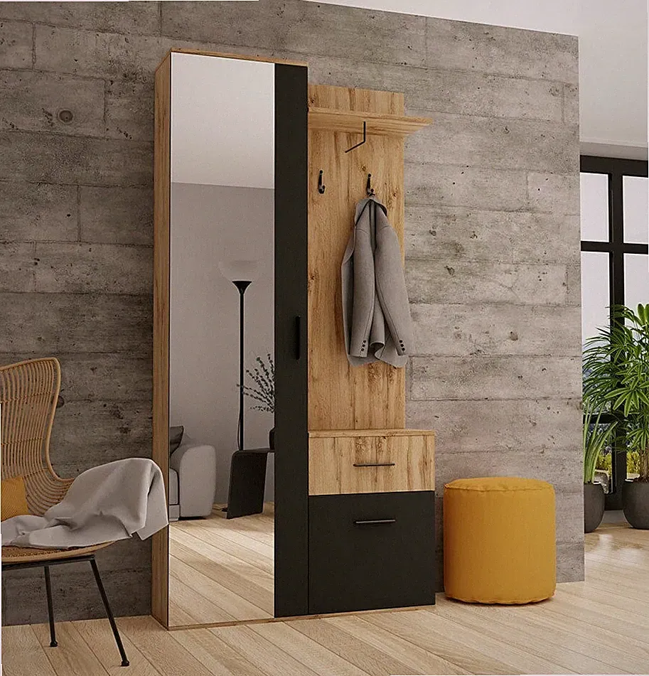 Garderobe-Set Tyburcja Kleiderständer Schuhschrank Garderobe Schrank Elegant M24