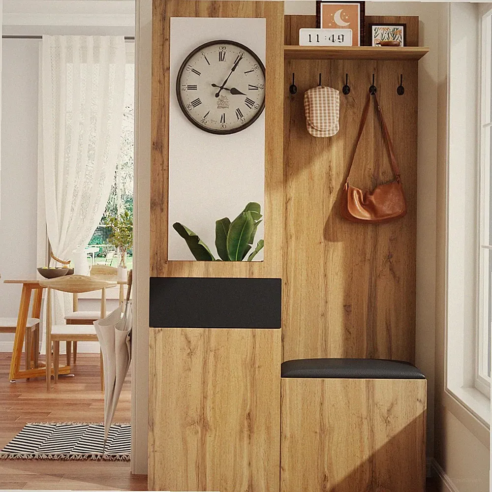 Garderoben-Set mit Spiegel Flurgarderobe Sitzbank Schuhschrank Schubladen Regale