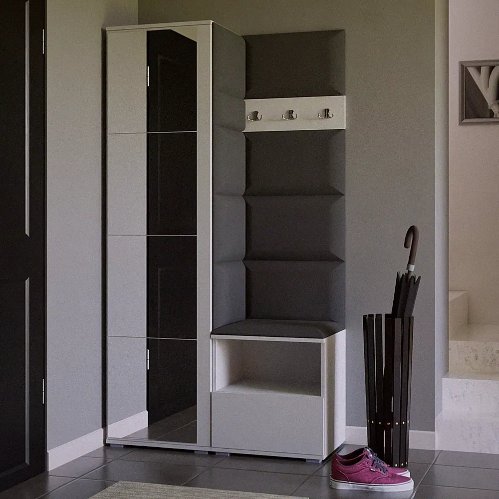 Garderoben-Set Nela I mit Spiegel Hochschrank Schuhschrank Kompaktgarderobe
