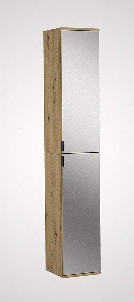 Garderobenschrank Eiche 30cm Spiegeltüren Spiegelschrank erweiterbar Hochschrank