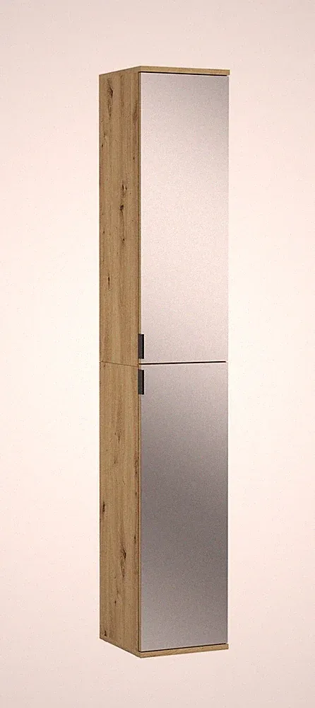 Garderobenschrank Eiche 30cm Spiegeltüren Spiegelschrank erweiterbar Hochschrank