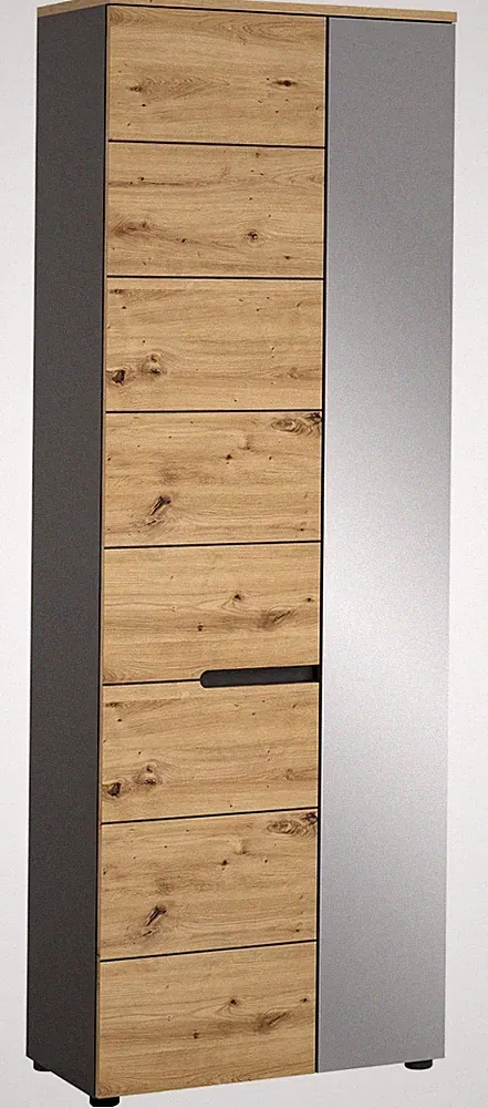 Garderobenschrank Eiche Hochschrank mit Spiegel Fluschrank Garderobenmöbel Canu