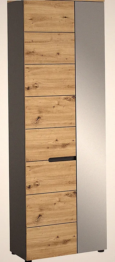 Garderobenschrank Eiche Hochschrank mit Spiegel Fluschrank Garderobenmöbel Canu