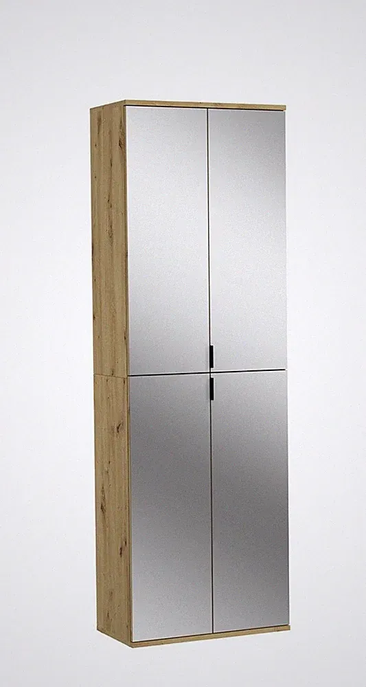 Garderobenschrank Eiche Spiegeltüren Spiegelschrank Hochschrank Schuhschrank