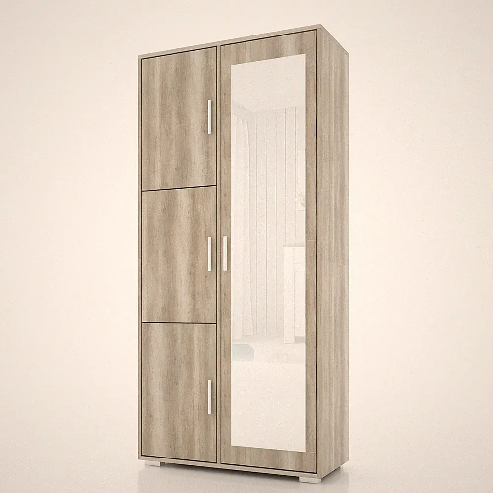 Garderobenschrank LUX 2 mit Spiegel, Kleiderschrank, komplett zusammengebaut NEU