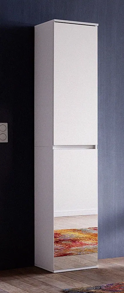 Garderobenschrank schmal Hochschrank Spiegelschrank erweiterbar weiß Mirror 37cm
