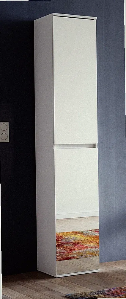 Garderobenschrank schmal Hochschrank Spiegelschrank erweiterbar weiß Mirror 37cm