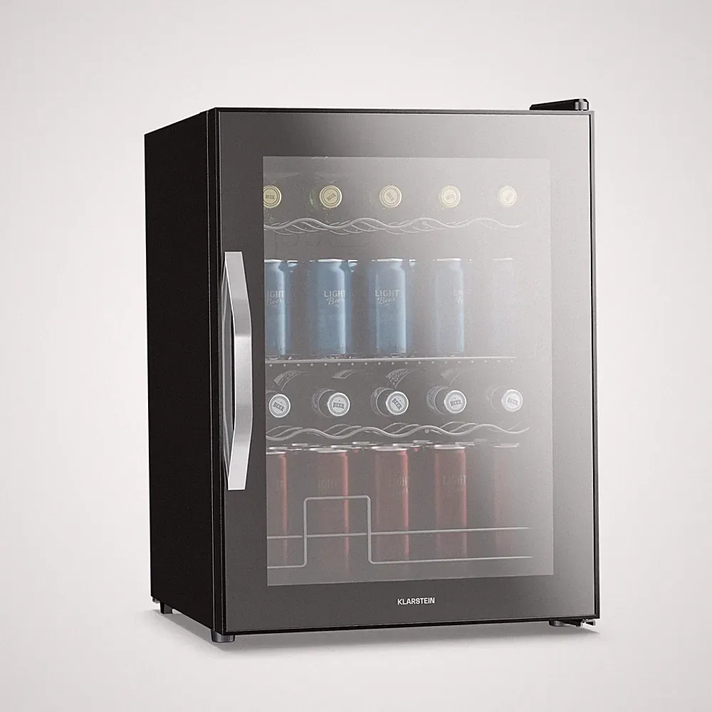Getränkekühlschrank mit Spiegelglas LED 60L 73 Flaschen leise Kompressor schwarz