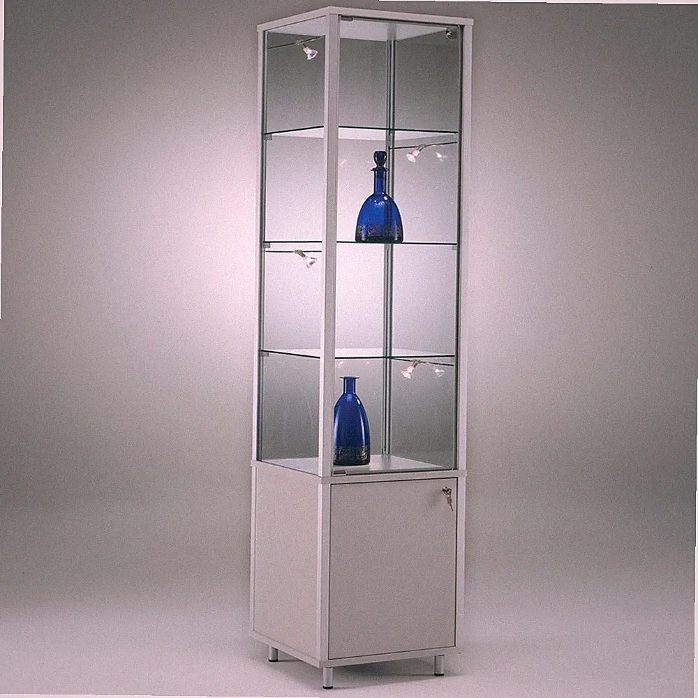 Glasvitrine Alu Unterschrank Vitrinenschrank 40 cm beleuchtet Schloss Spiegel