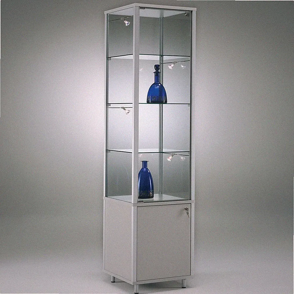 Glasvitrine Alu Unterschrank Vitrinenschrank 40 cm beleuchtet Schloss Spiegel