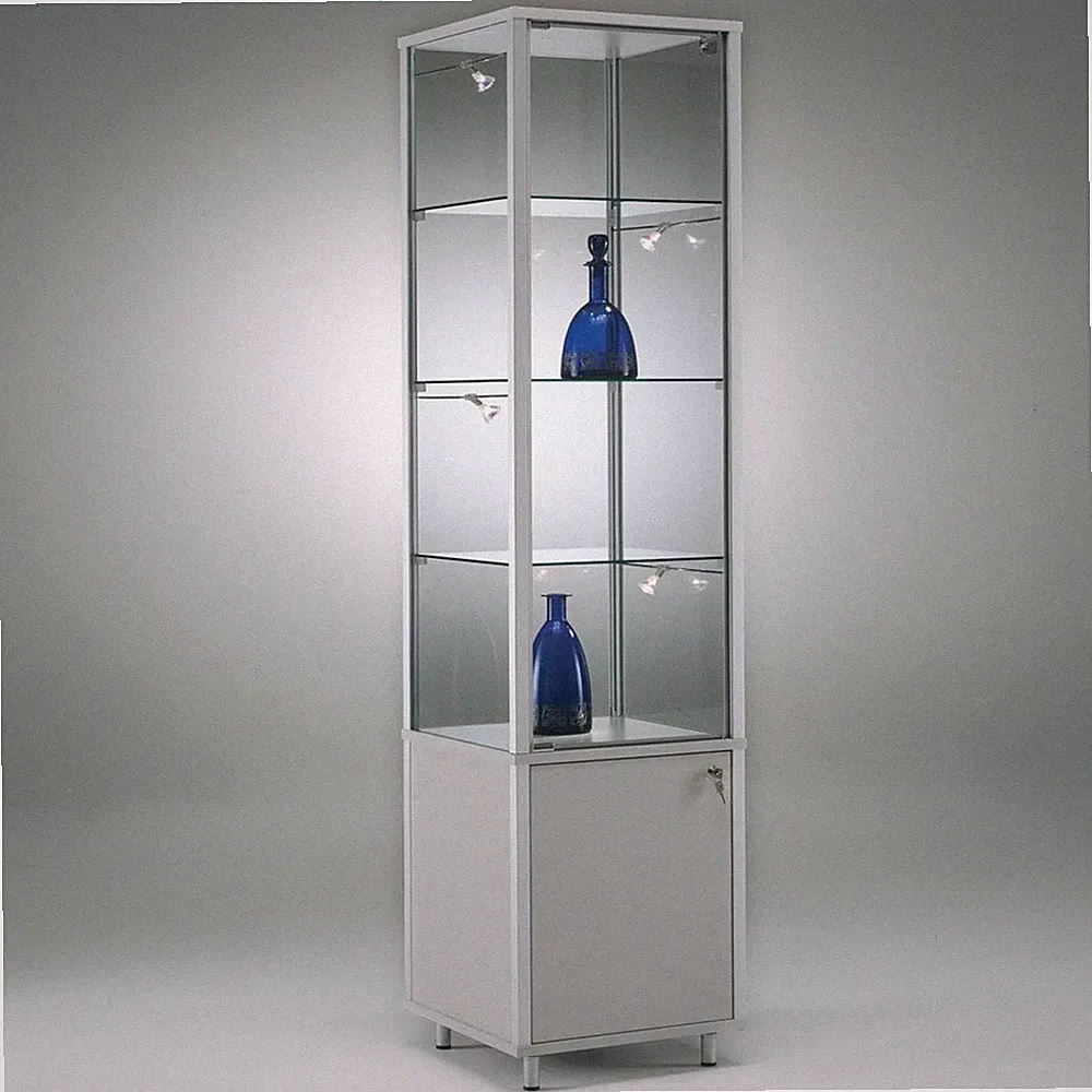 Glasvitrine Alu Unterschrank Vitrinenschrank 40 cm beleuchtet Schloss Spiegel