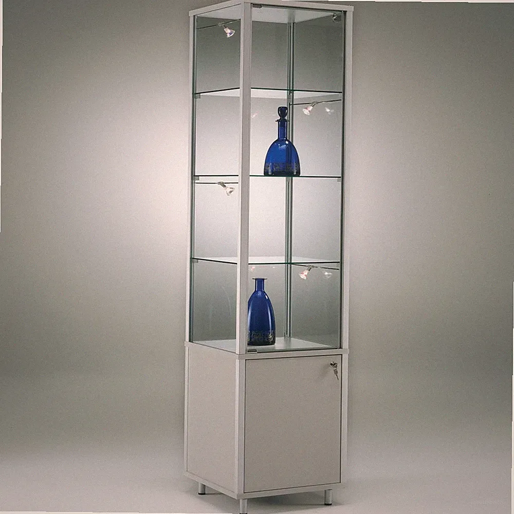 Glasvitrine Alu Unterschrank Vitrinenschrank 50 cm beleuchtet Schloss Spiegel