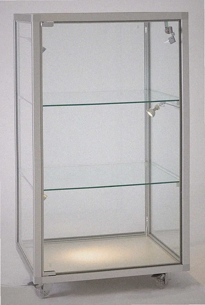Glasvitrine beleuchtet Theke klein Vitrinenschrank abschließbar 50 cm Spiegel