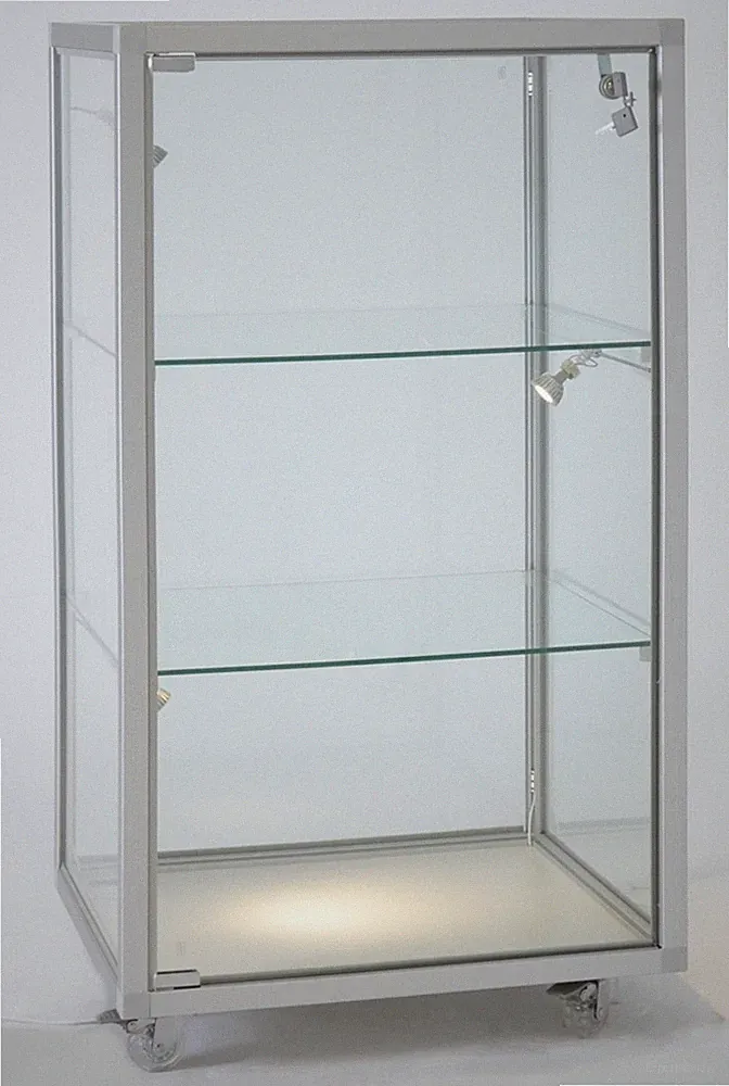 Glasvitrine beleuchtet Theke klein Vitrinenschrank abschließbar 50 cm Spiegel