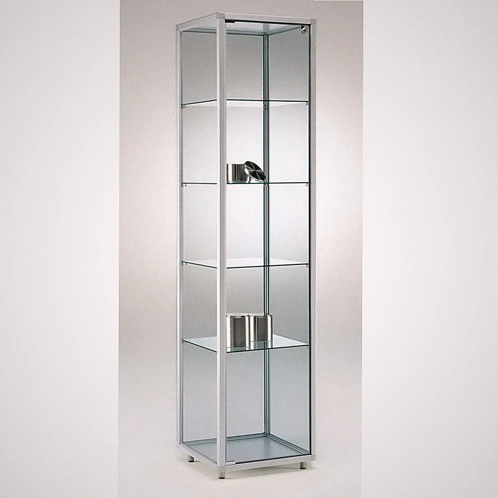 Glasvitrine C abschließbar 40 cm Alu Vitrinenschrank beleuchtet mit Spiegel