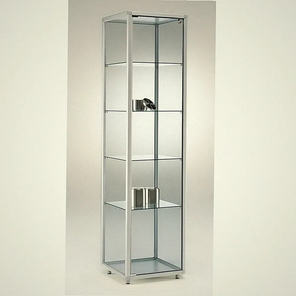 Glasvitrine C abschließbar 40 cm Alu Vitrinenschrank beleuchtet mit Spiegel