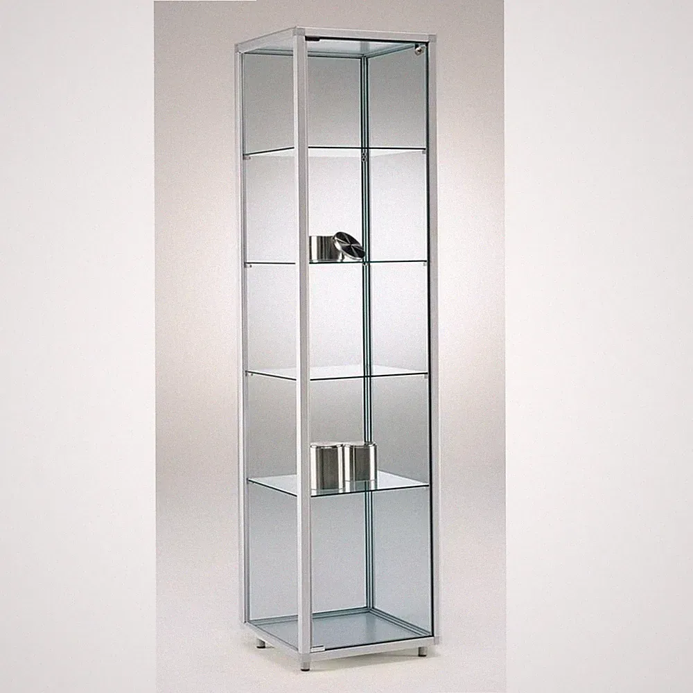 Glasvitrine C abschließbar 50 cm Alu Vitrinenschrank beleuchtet mit Spiegel