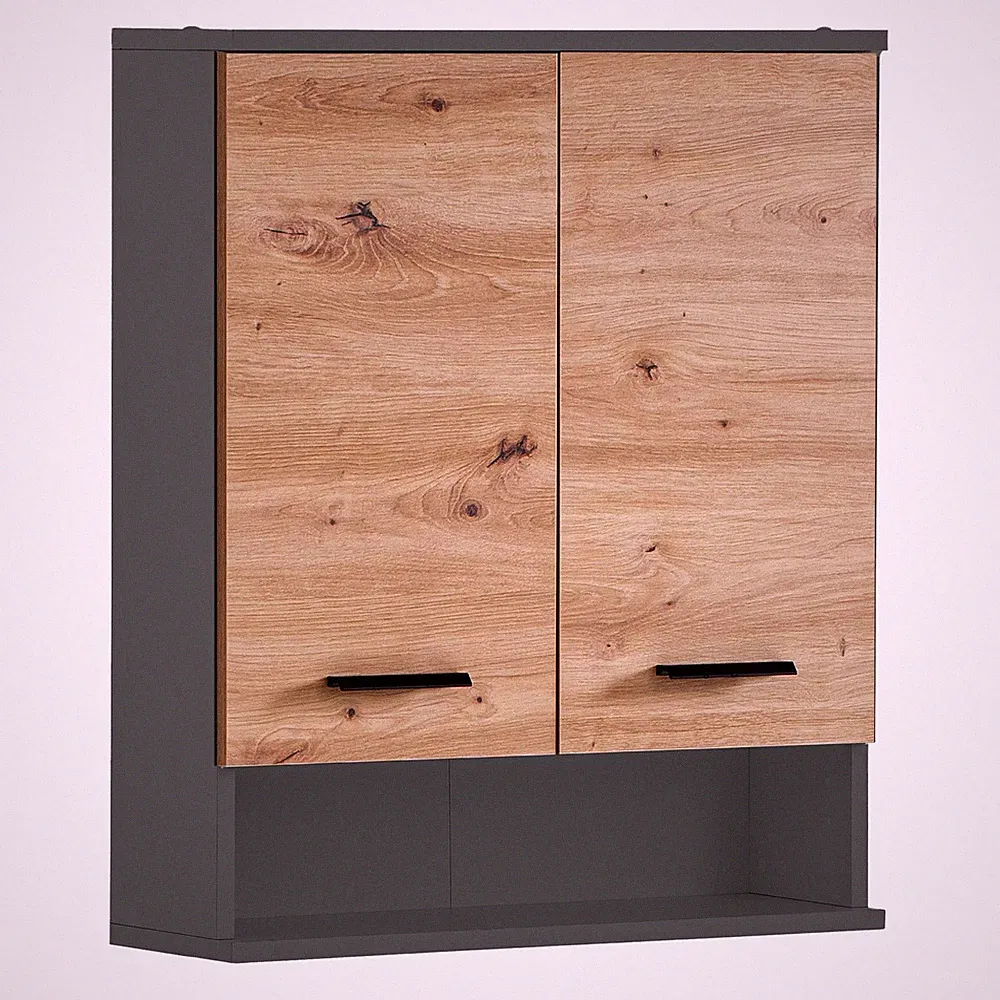 Hängeschrank - Artisan Eiche - anthrazit - 2 Türen Badschrank Badezimmerschrank