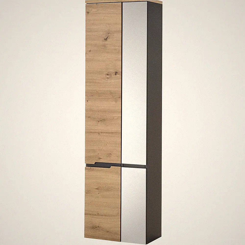 Hängeschrank - Artisan Eiche - graphit - mit Spiegel Badschrank