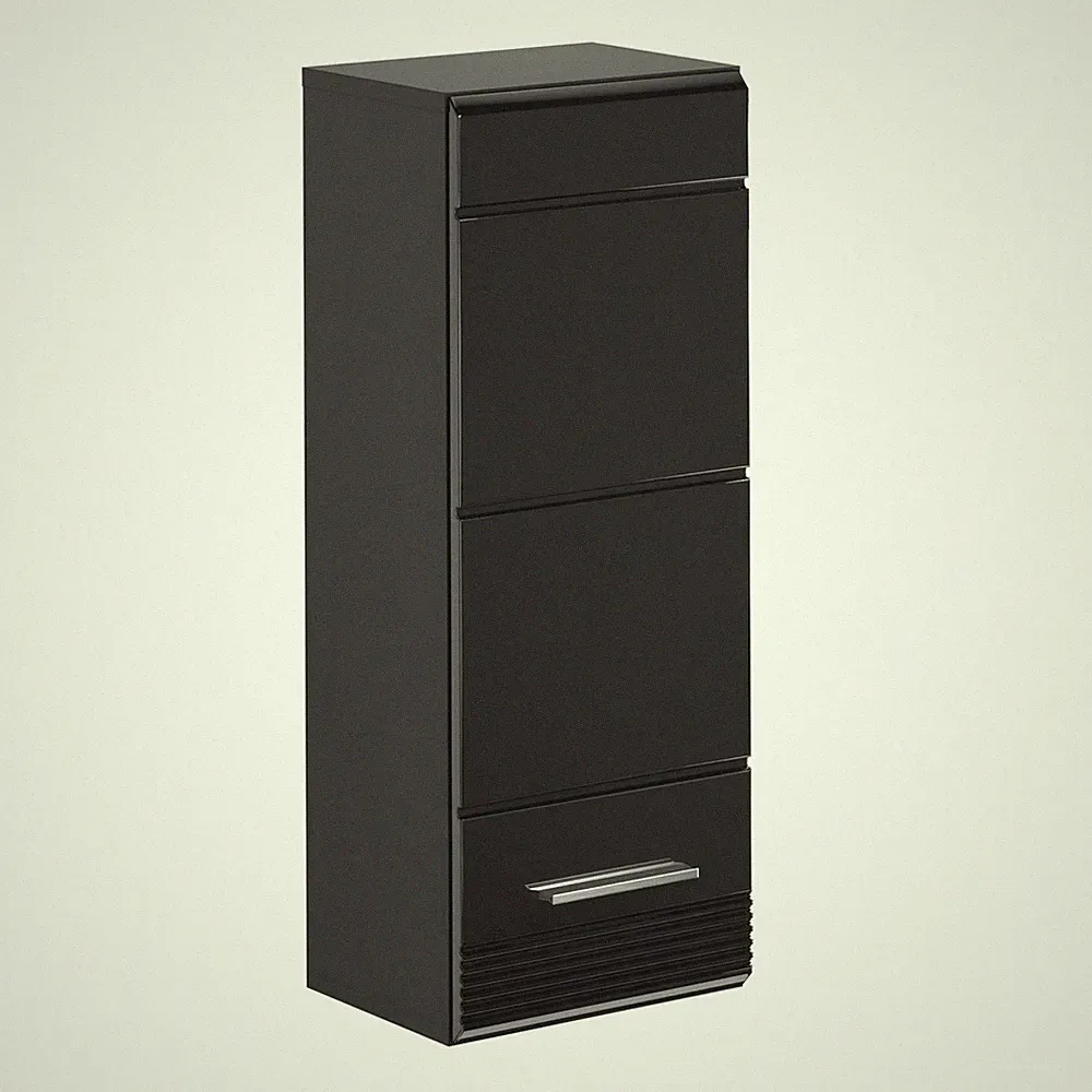 Hängeschrank LINUS - schwarz-schwarz Hochglanz - 30 cm Badschrank