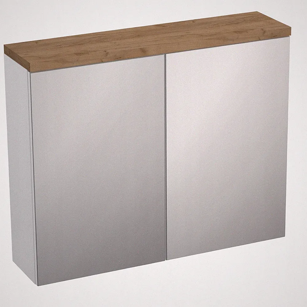 HÄNGESCHRANK OVO MIT SPIEGEL WEISS HOCHGLANZ EICHE CRAFT 80X65X20CM SOFTCLOSE
