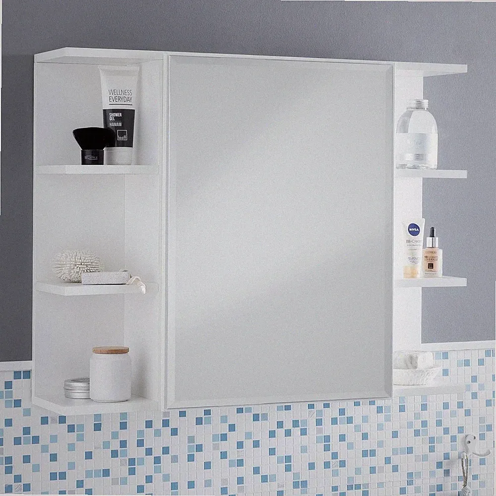 Hängeschrank Spiegelschrank Badregal Badezimmerschrank Weiß 80 x 64,5 x 20 cm