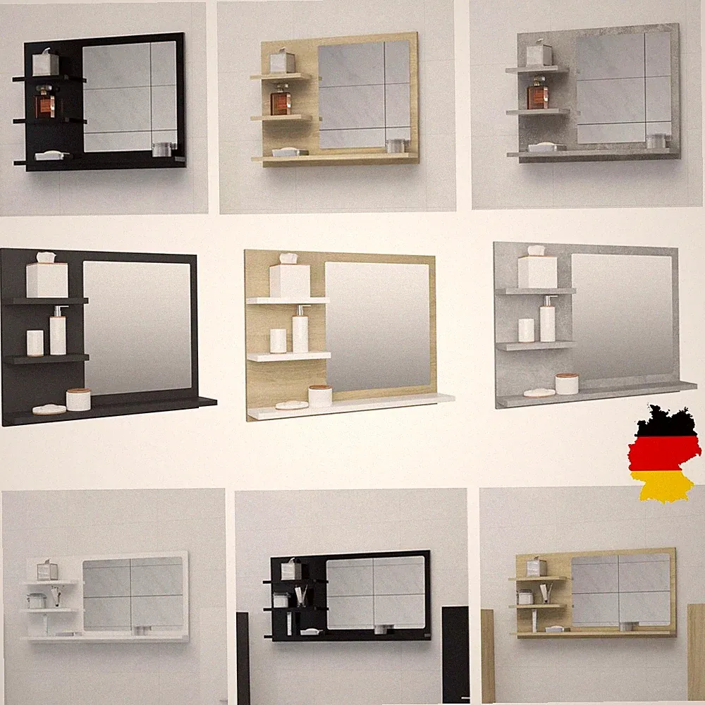 Hängeschrank Spiegelschrank Badspiegel mit 3 Regal Ablage Wandschrank Badschrank