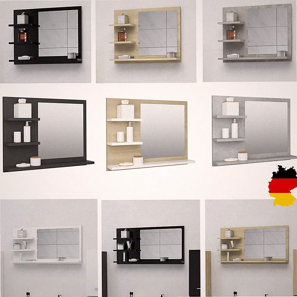 Hängeschrank Spiegelschrank Badspiegel mit 3 Regal Ablage Wandschrank Badschrank