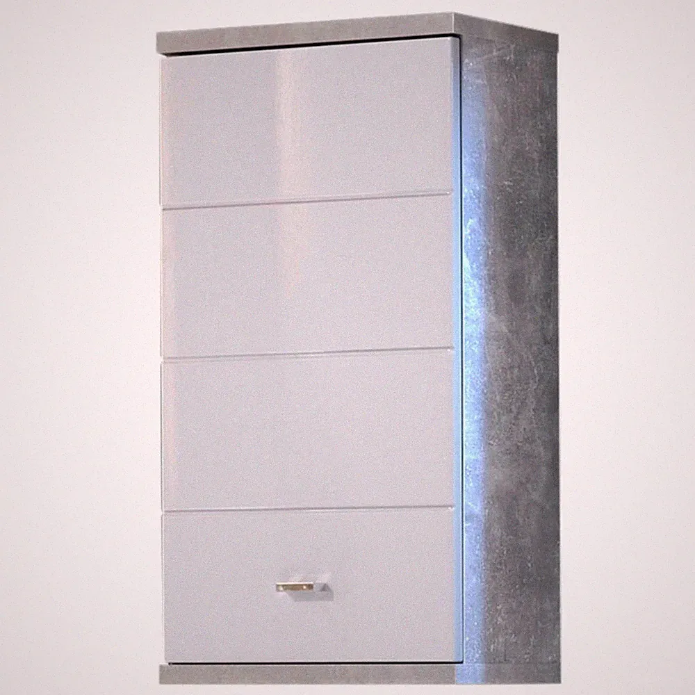 Hängeschrank - weiß - Betonoptik - 38 cm breit Badschrank Badezimmerschrank