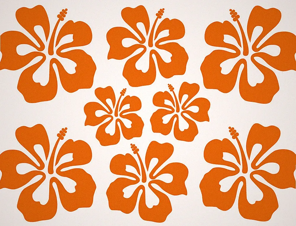 HAWAII BLUMEN AUFKLEBER Sticker Deko Flower Set Tropical Hibiskus Fliesen Bad