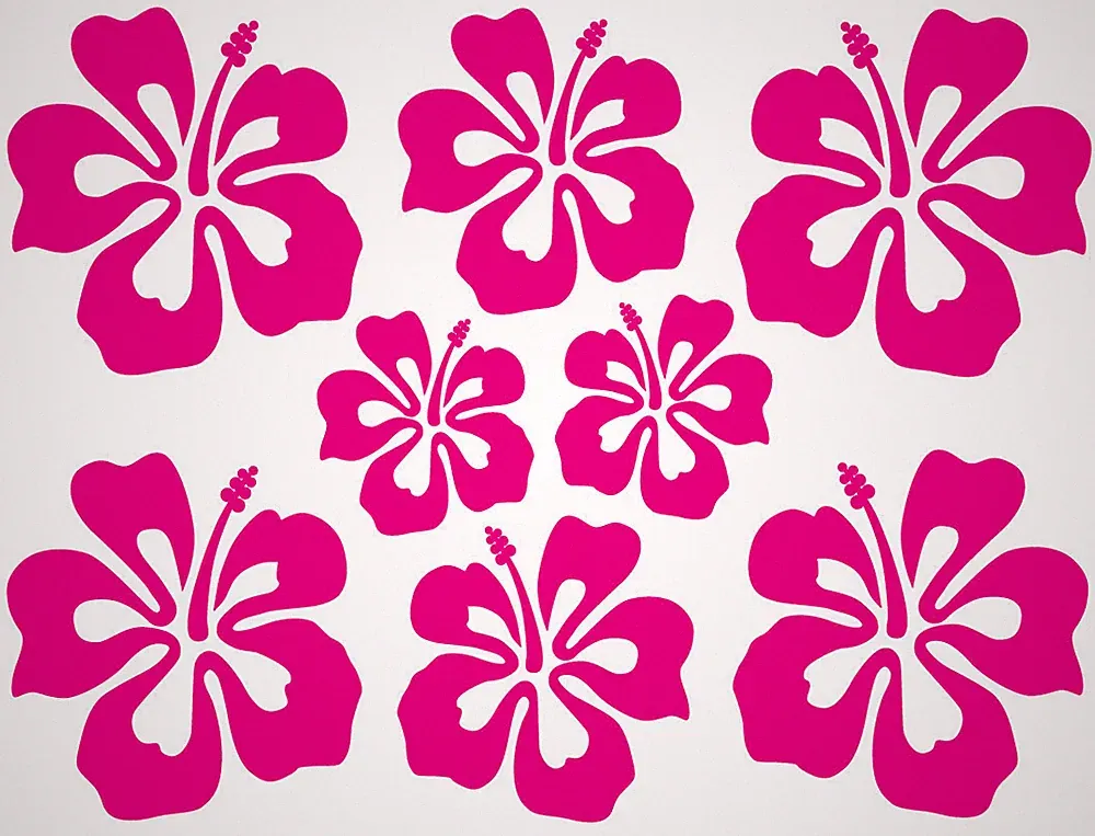 HAWAII BLUMEN AUFKLEBER Sticker Deko Flower Set Tropical Hibiskus Fliesen Bad