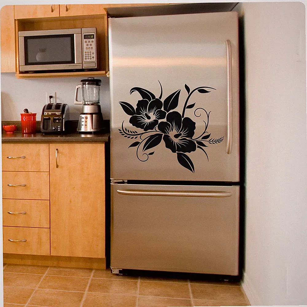 Hibiskus Blumen Kühlschrank Aufkleber Wandtattoo Küche Bad Kaffee Sticker K005