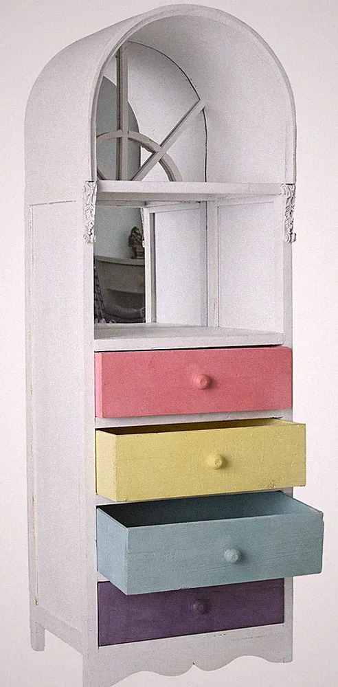 Hochkommode Landhausstil – Holzschrank Standregal Kommode Spiegel Vintage