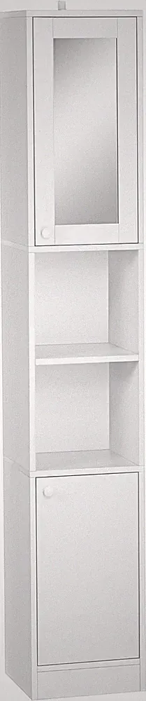Hochschrank Badschrank verspiegelt schmal Stauraum Spiegelschrank Regale weiß