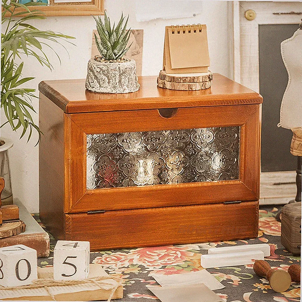 Holz Schmink Organizer Vitrine Vintage Design mit Spiegel Klassik