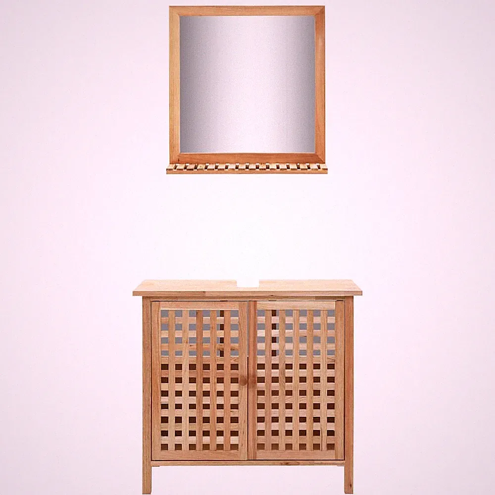 Holz Waschbeckenunterschrank mit Spiegel Waschtisch Waschbeckenschrank vidaXL