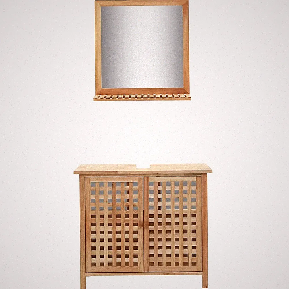 Holz Waschbeckenunterschrank mit Spiegel Waschtisch Waschbeckenschrank vidaXL